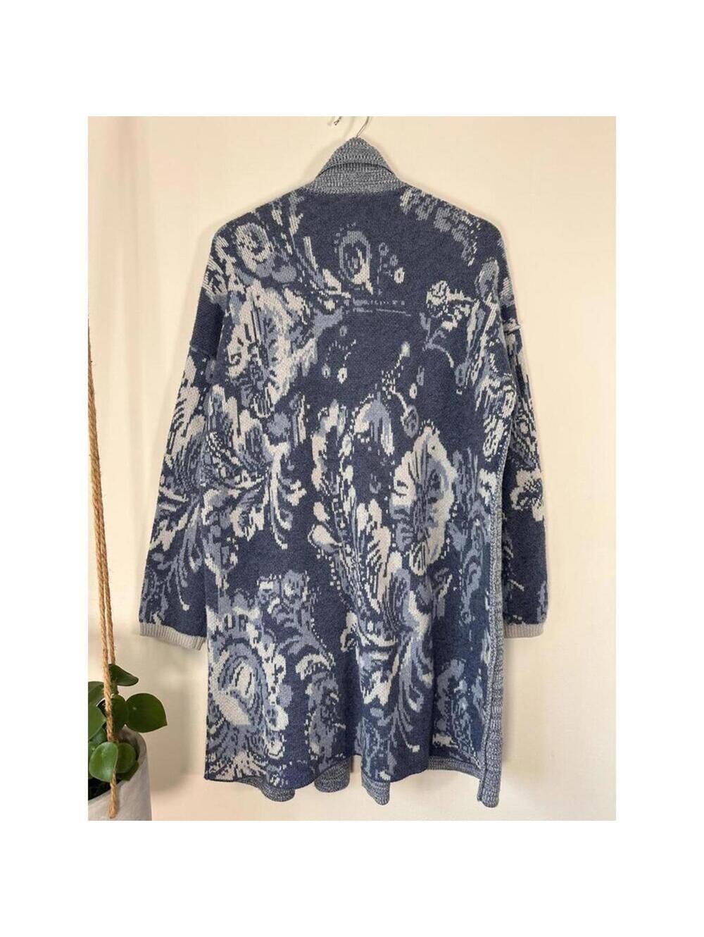 Pilcro Anthropologie Mona Knit XS/S Blue Shawl Collar Cardigan Duster - Picture 6 of 11